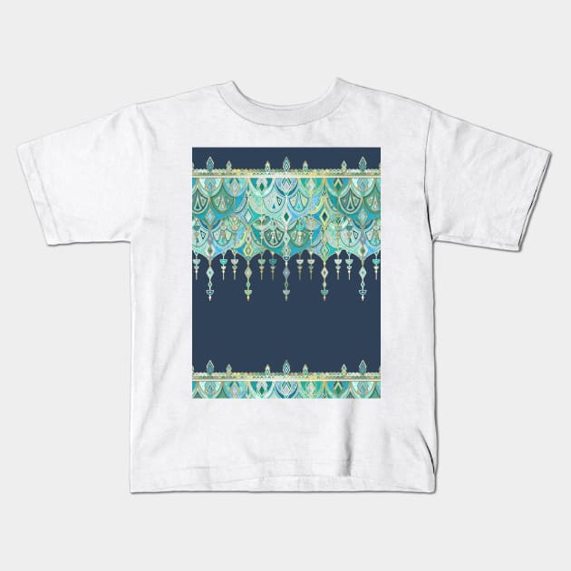 Art Deco Double Drop in Blues and Greens Kids T-Shirt by micklyn